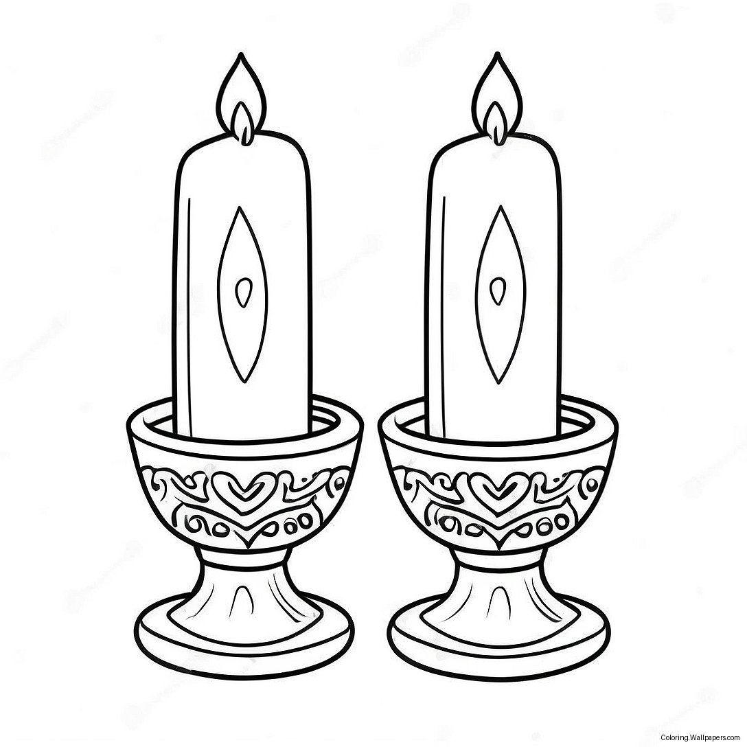 Shabbat Candles Coloring Page 47923