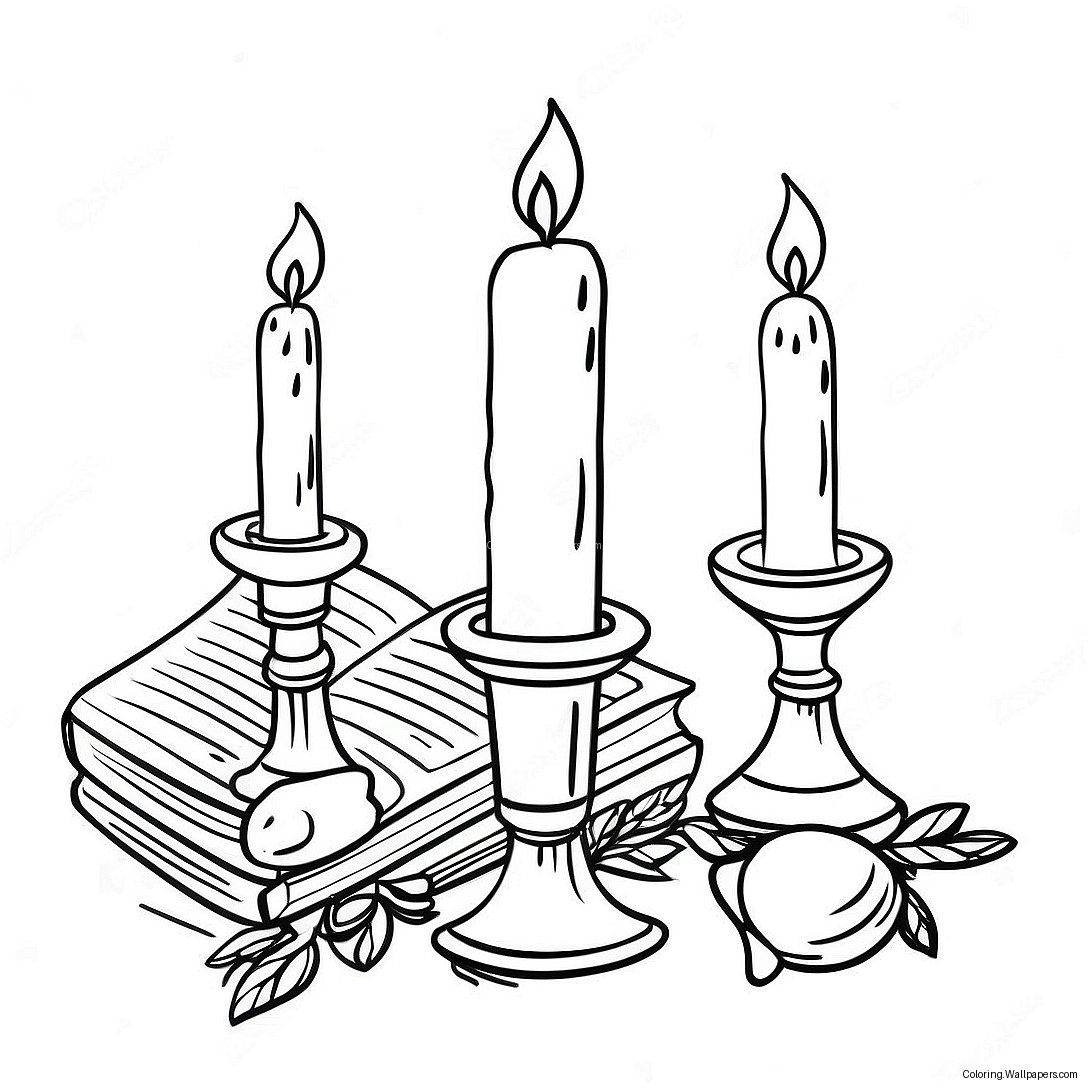 Shabbos Candle Lighting Coloring Page 18387