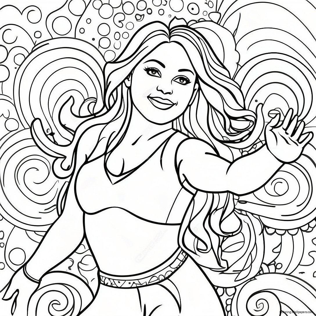 Página Para Colorir Da Shakira Dançando Com Fundo Colorido 19672