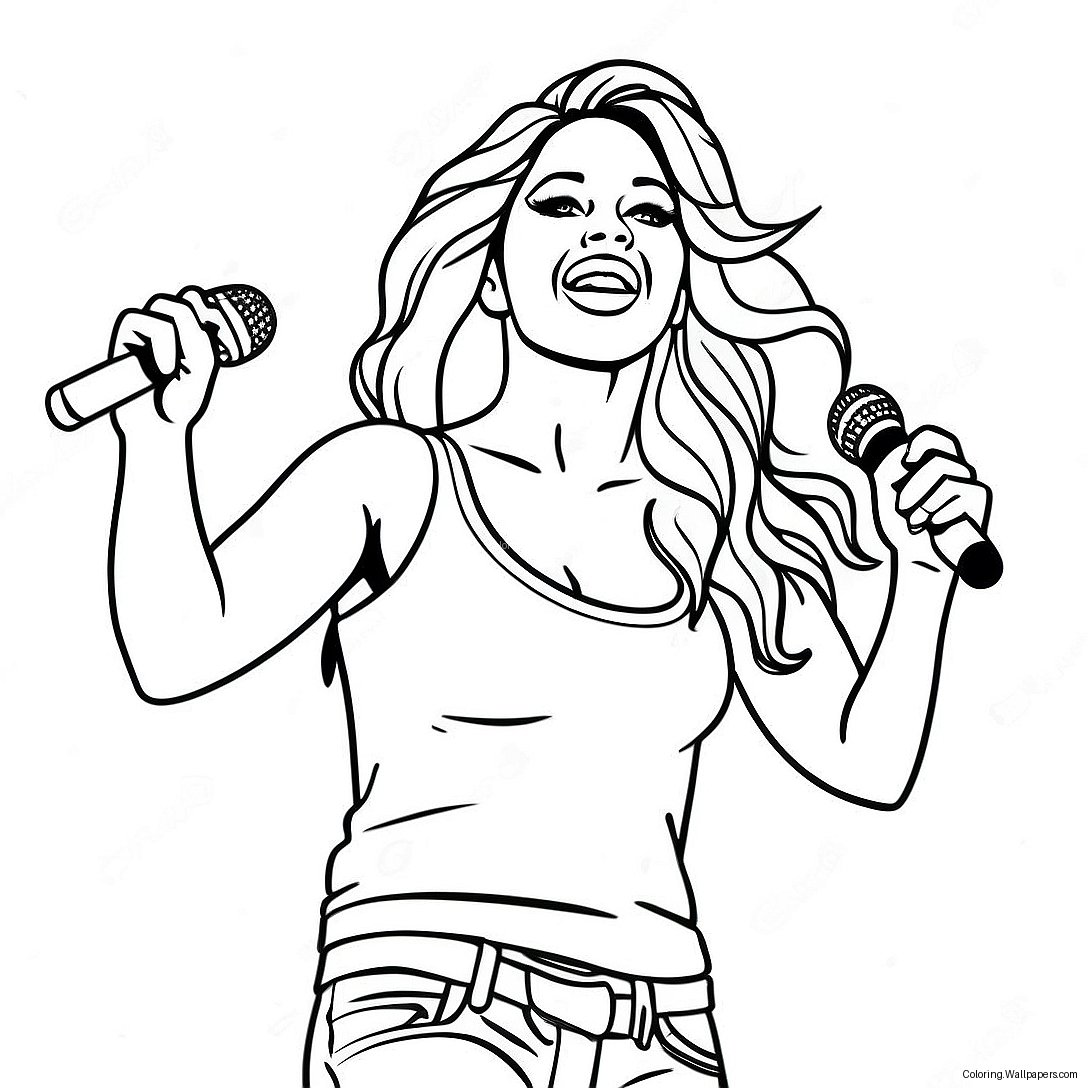 Shakira Singing On Stage Coloring Page 19660