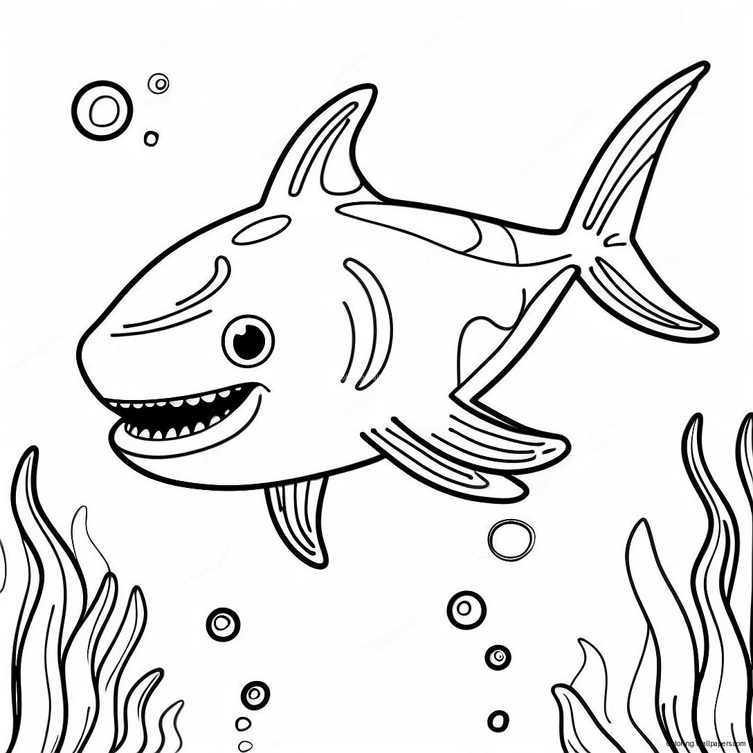 Shark Boy Swimming In The Ocean Coloring Page 19519