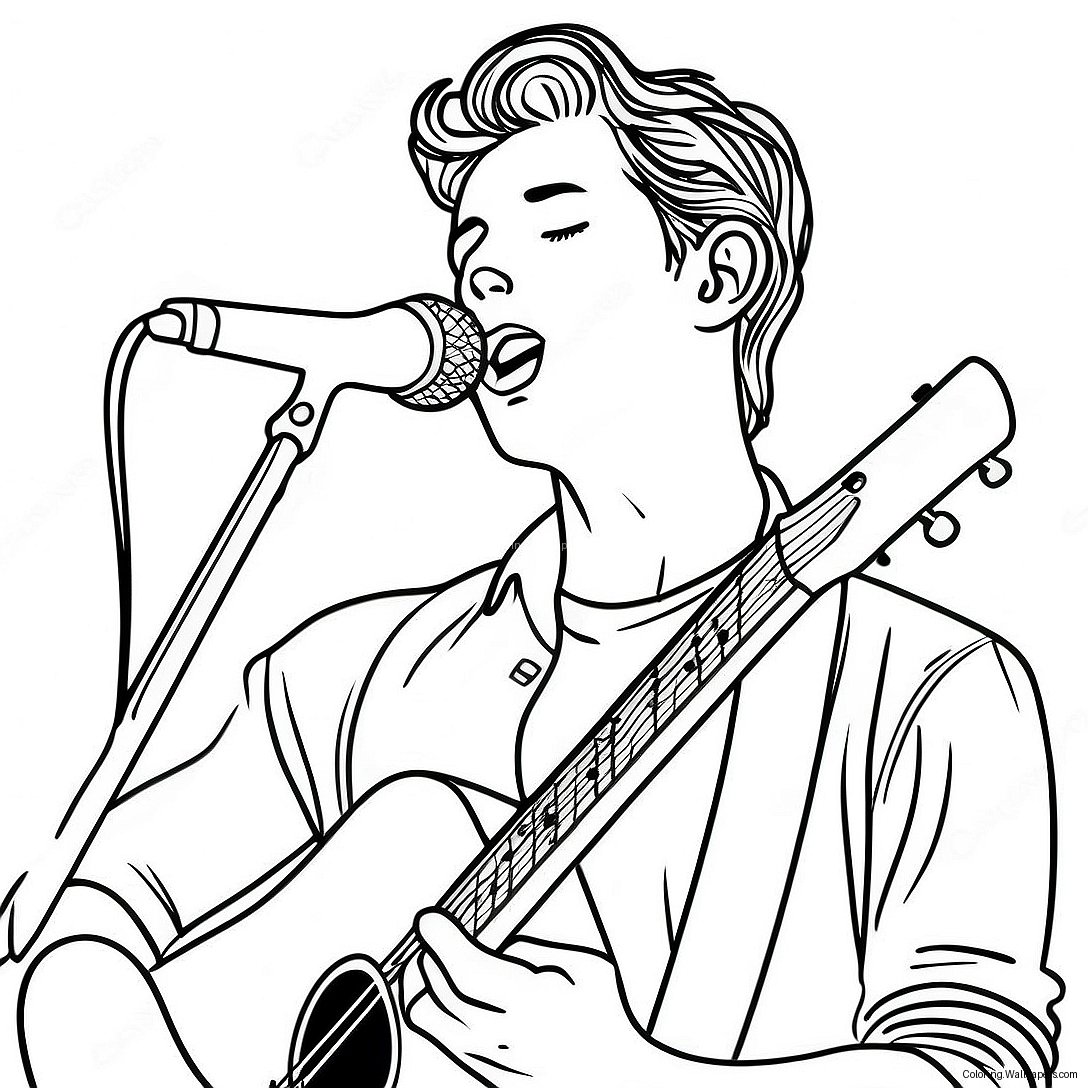 Página Para Colorear De Shawn Mendes Cantando En El Escenario 48285