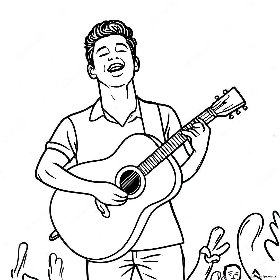 Shawn Mendes Singing On Stage Coloring Page 48287