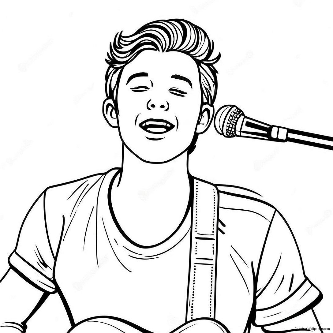 ระบายสีชอว์น เมนเดสร้องเพลงบนเวที 48288