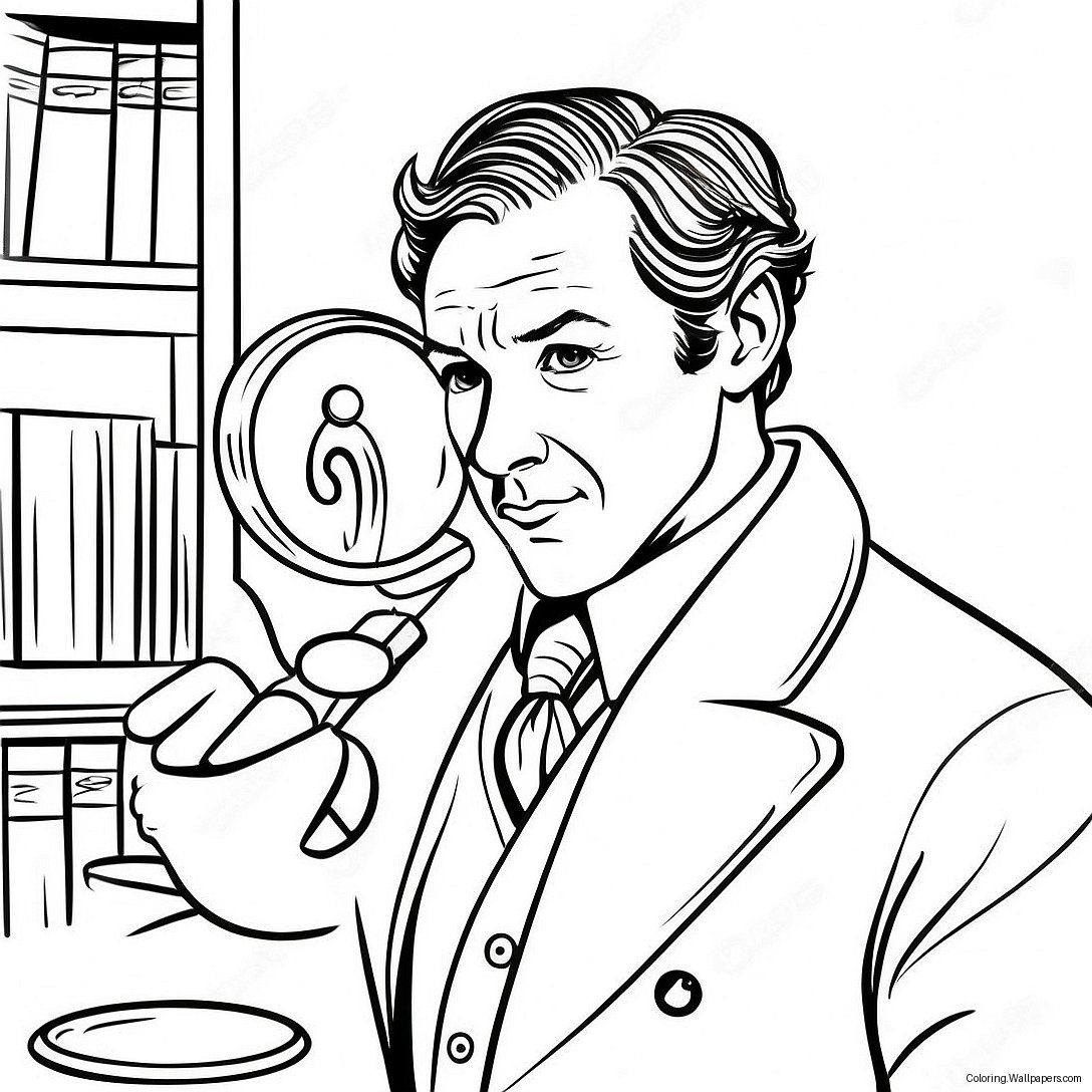 Página Para Colorir Do Sherlock Holmes Com Lupa 32017