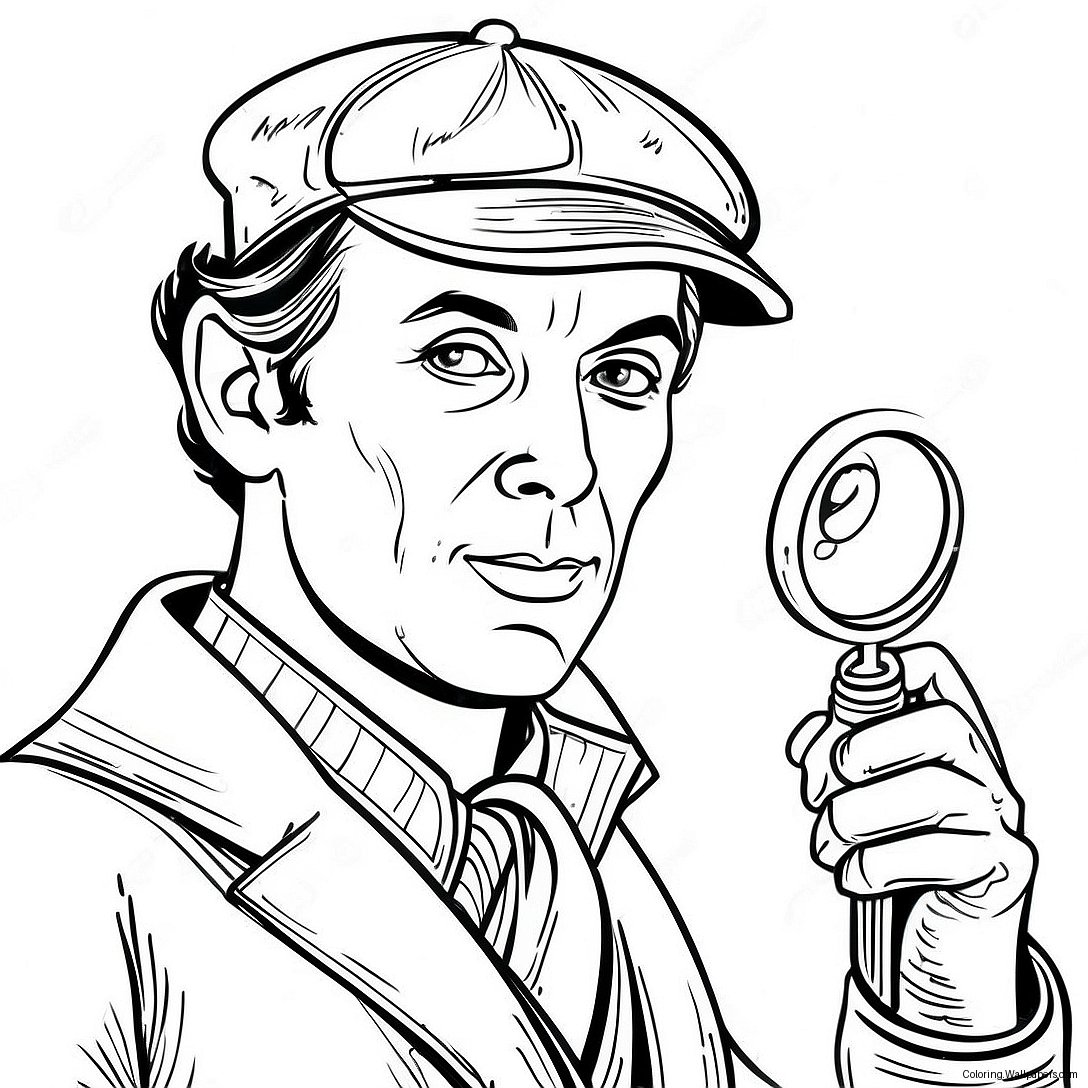 Sherlock Holmes Med Förstoringsglas Färgläggningssida 32018