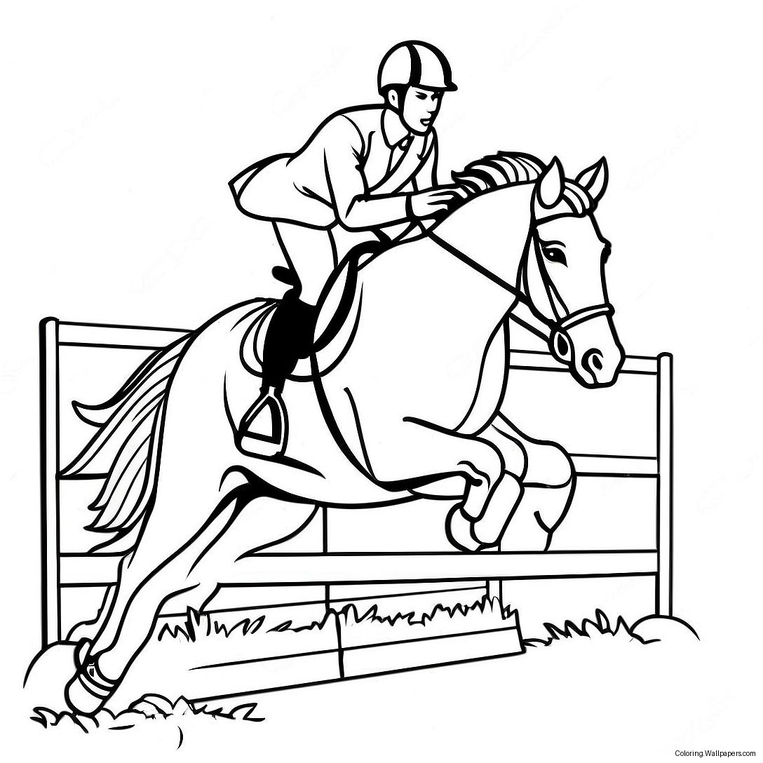 Show Jumping Horse Coloring Page 14785