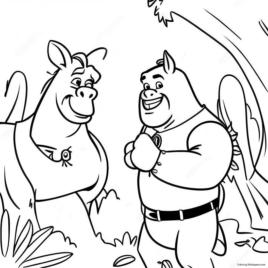 Shrek And Donkey Adventure Coloring Page 19676