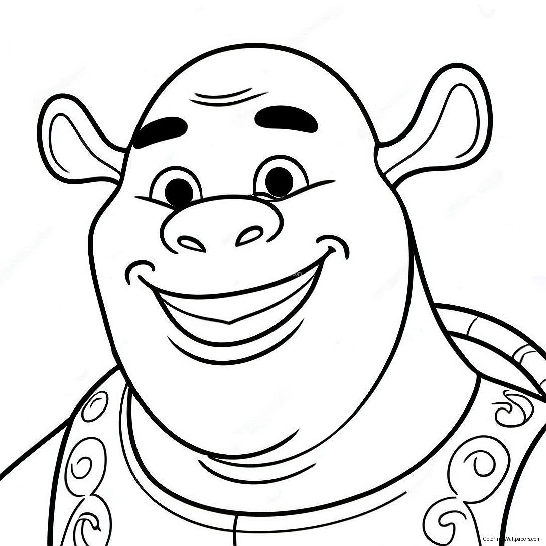 Página Para Colorear De La Cara Feliz De Shrek 42169