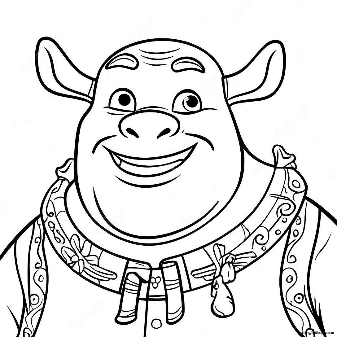 Página Para Colorir Da Expressão Engraçada Do Shrek 42175