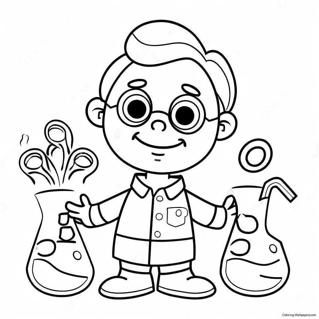 Sid The Science Kid With Colorful Beakers Coloring Page 12675