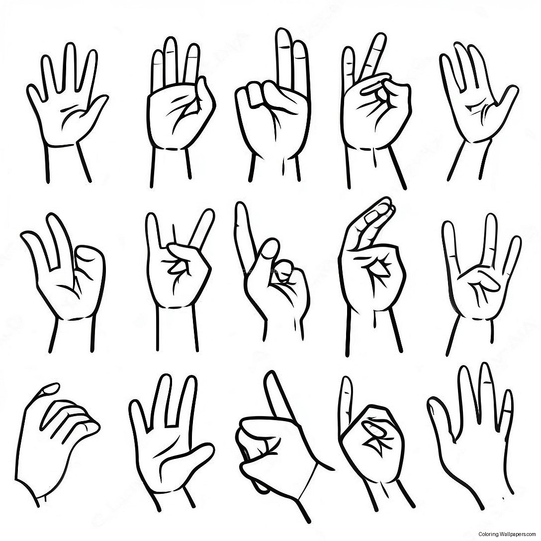 Sign Language Alphabet Coloring Page 19473