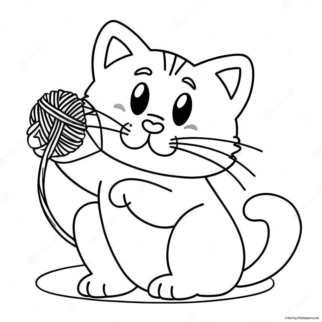 Silly Bad Kitty Playing With Yarn Coloring Page 31661