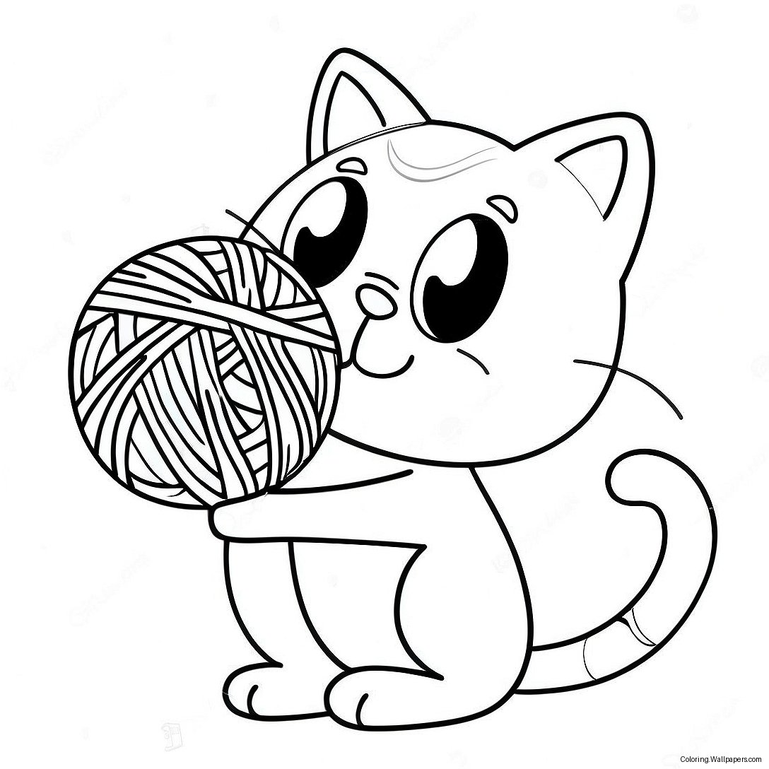 Silly Bad Kitty Playing With Yarn Coloring Page 31663