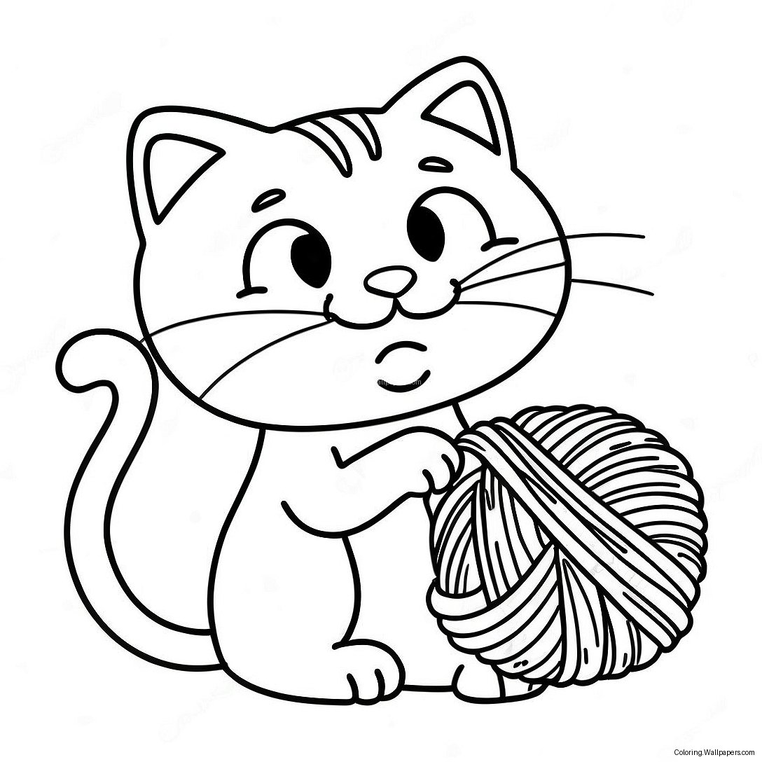 Silly Bad Kitty Playing With Yarn Coloring Page 31664