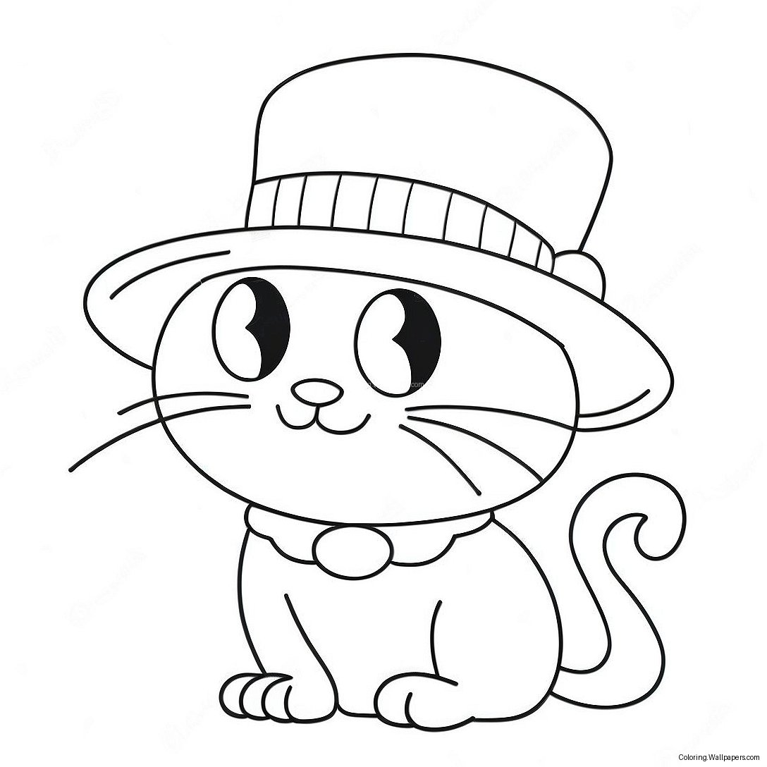 Silly Cat With A Hat Coloring Page 26758