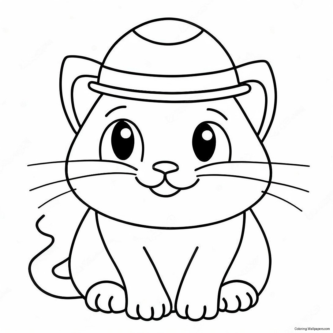 Silly Cat With A Hat Coloring Page 26760