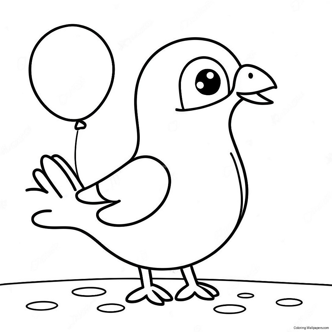 Pigeon Drôle Avec Des Ballons Colorés Page À Colorier 20890