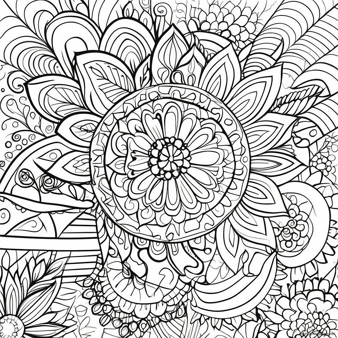 Yksinkertainen Boho-Mandala Värityssivu 24441