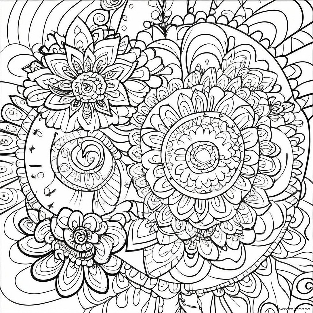 Yksinkertainen Boho-Mandala Värityssivu 24443