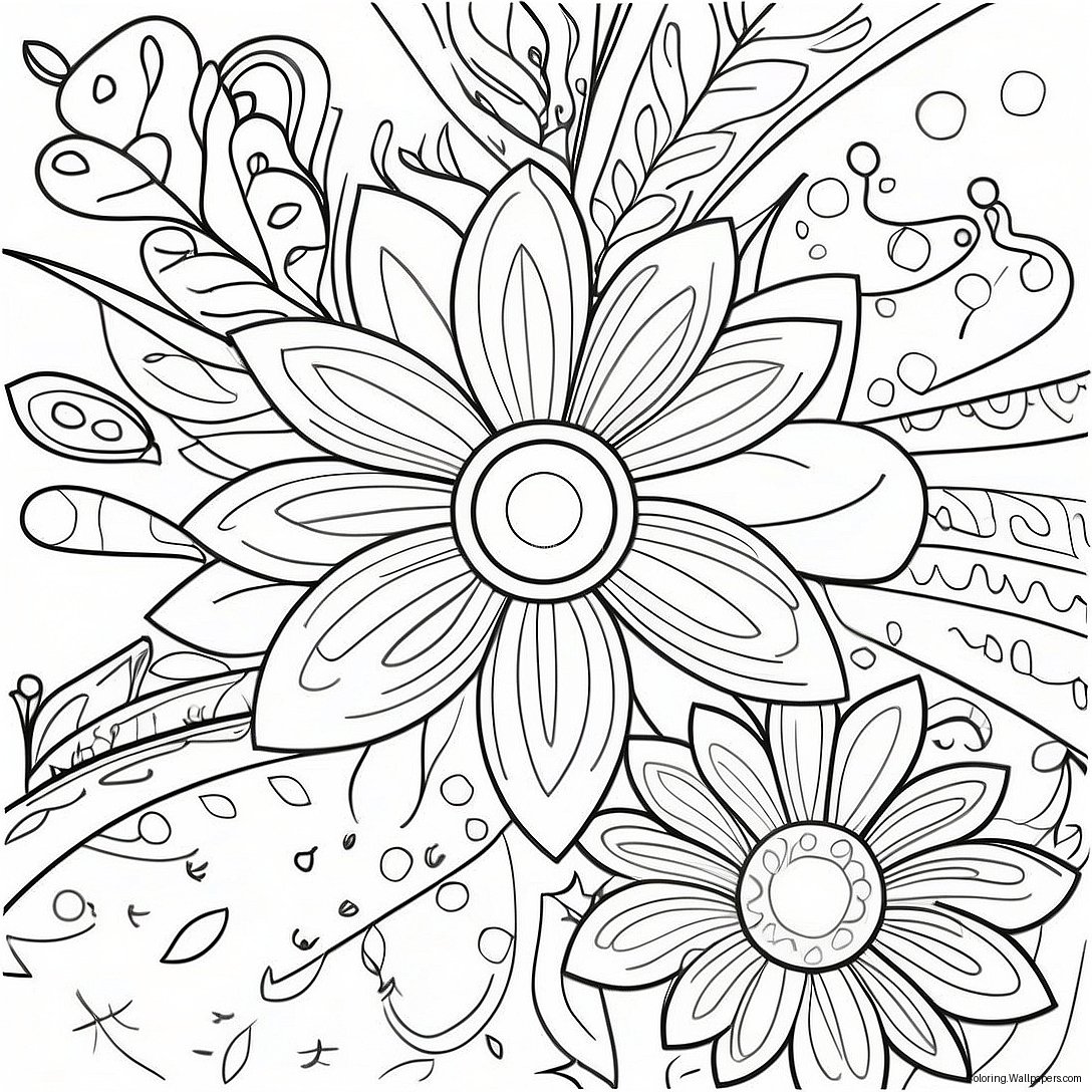 Simple Flower Border Coloring Page 40259