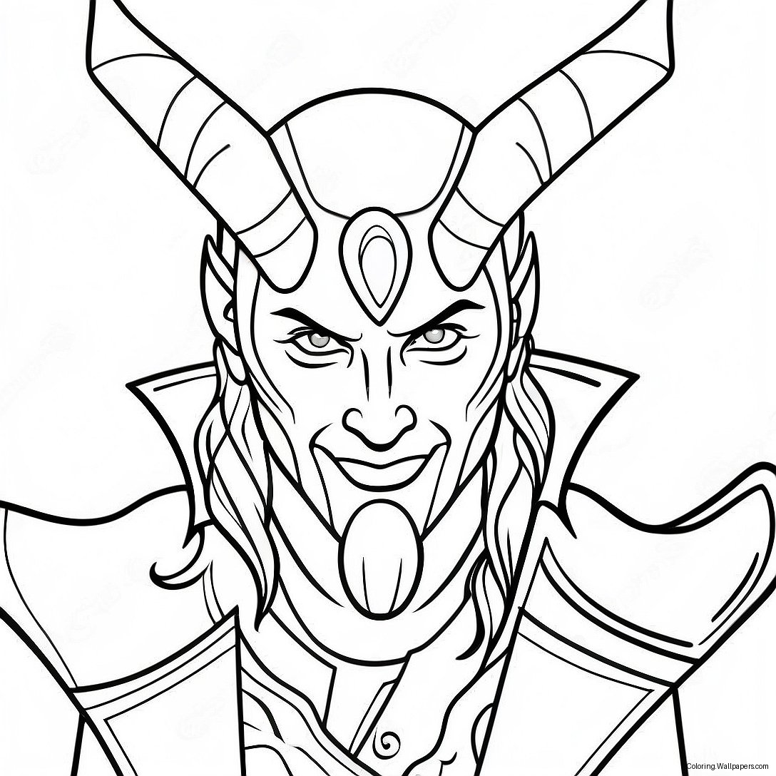 Sinister Loki With Mischievous Smile Coloring Page 39271