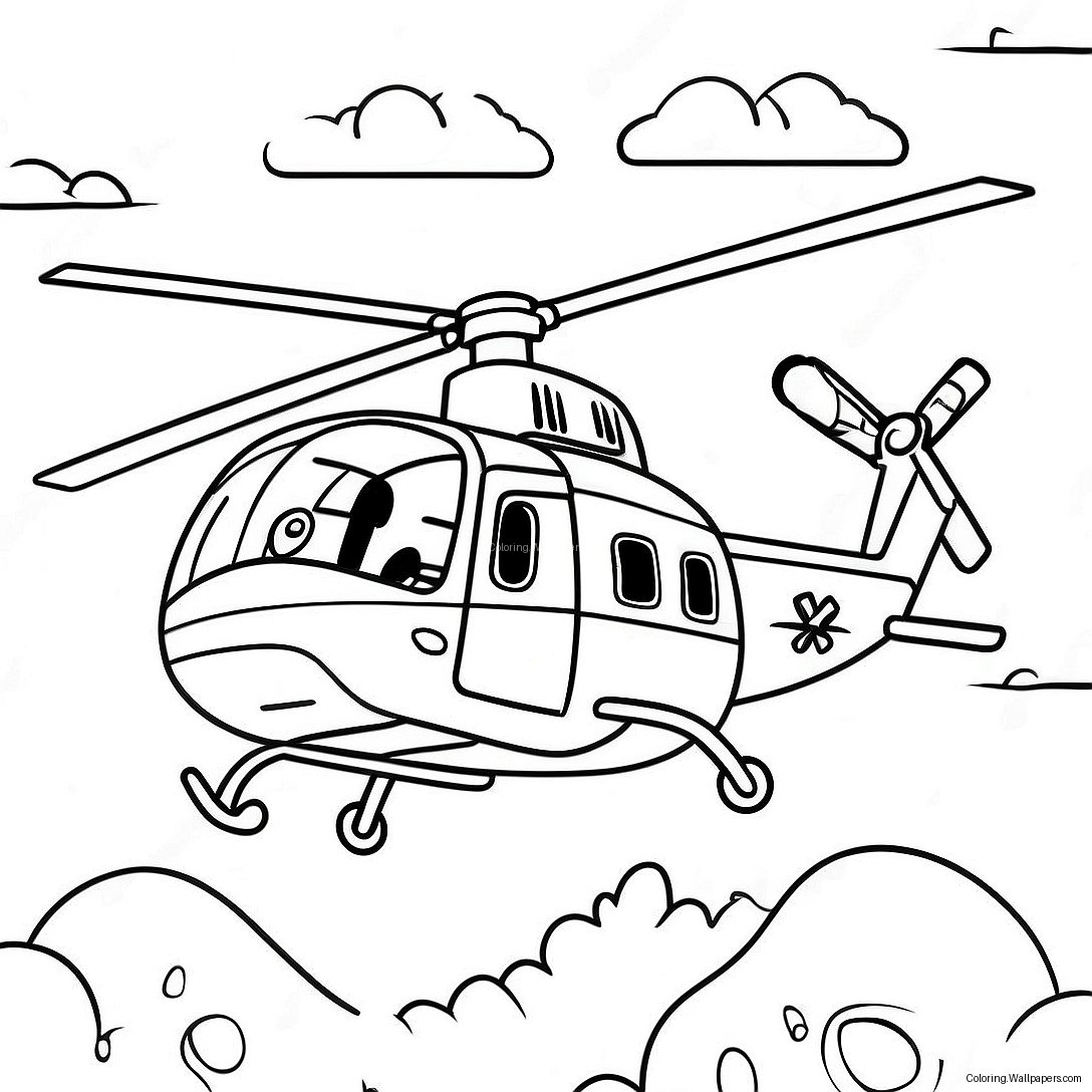 Skye Flying High In Helicopter Coloring Page 54678