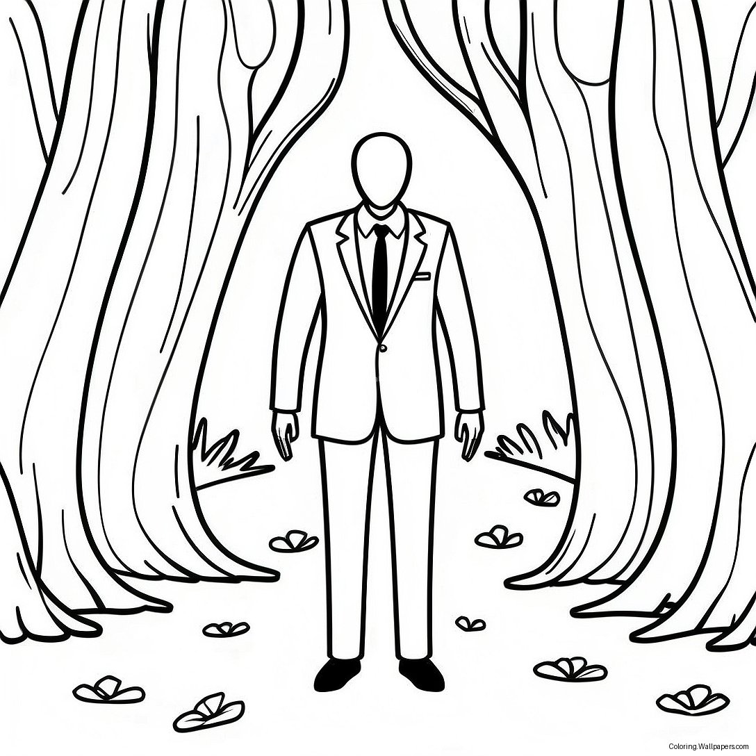 Slender Man In Het Donkere Bos Kleurplaat 20274