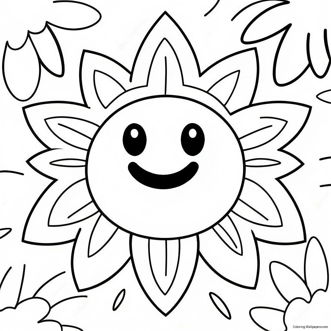 Página Para Colorir Da Flor Com Carinha Sorridente 43745