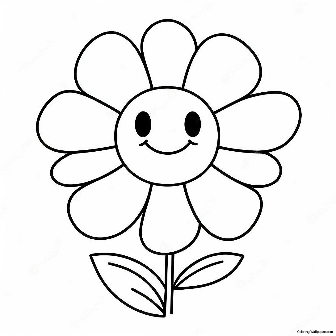 Página Para Colorir Da Flor Com Carinha Sorridente 43748