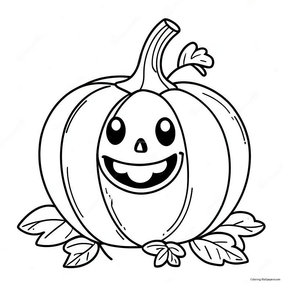 Smiling Pumpkin Coloring Page 46137