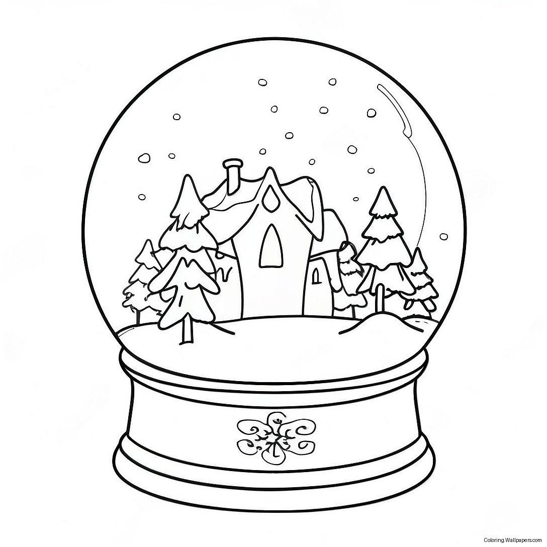 Snowglobe Winter Wonderland Coloring Page 3943