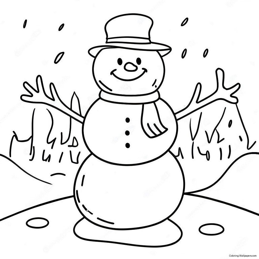 Snowy Day Fun With Snowman Coloring Page 57624