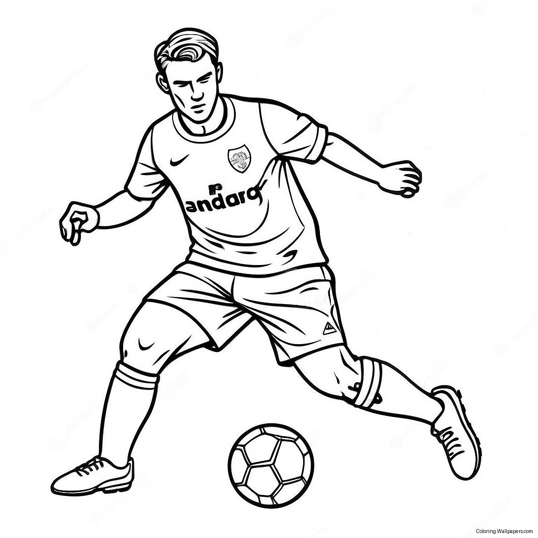 Soccer Player Dribbling The Ball Coloring Page 49265