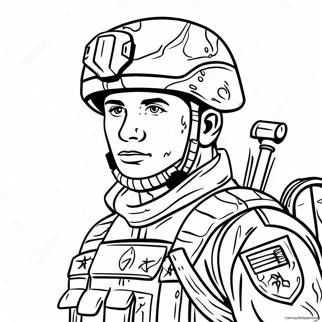 Soldier In Camouflage Uniform Coloring Page 13779