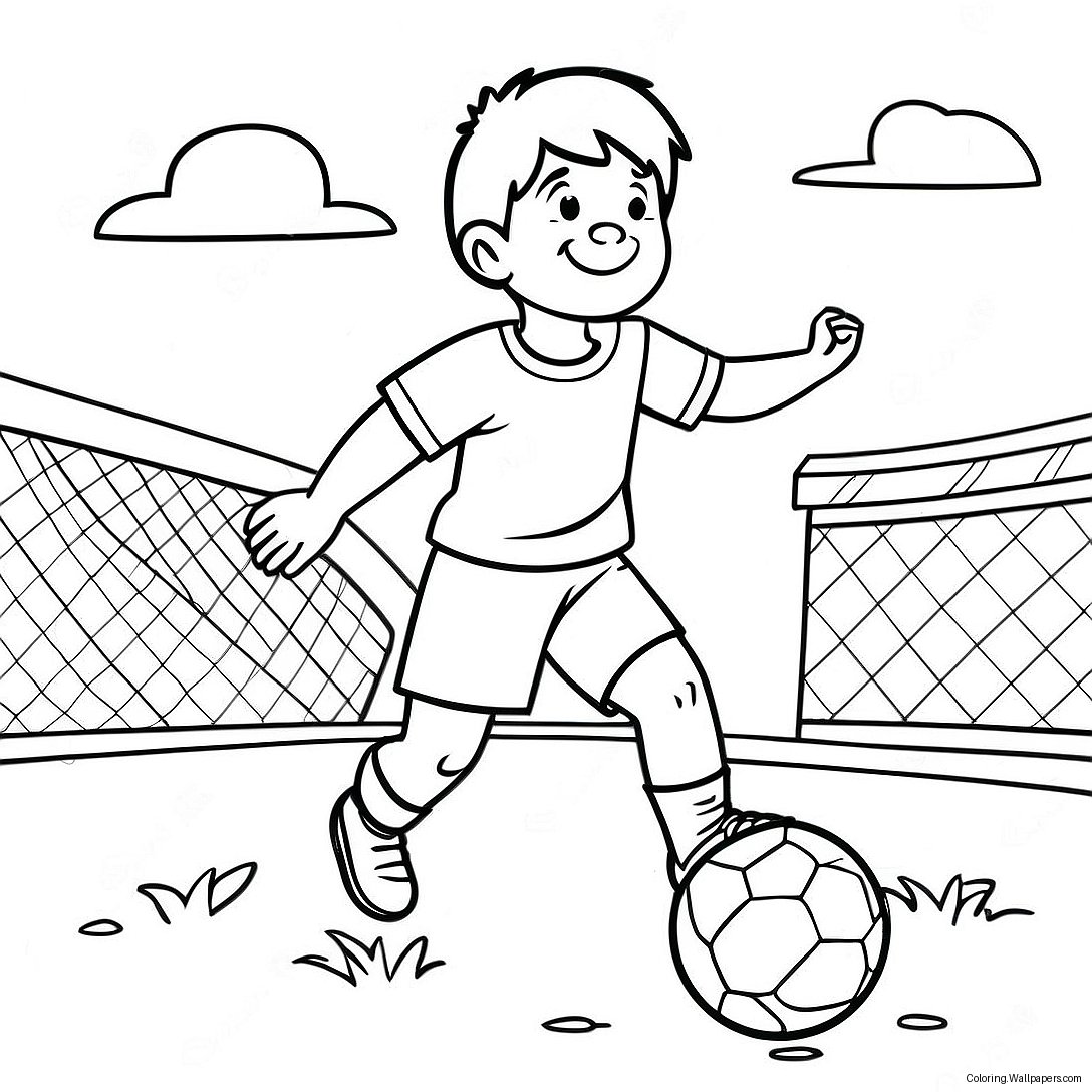 Son Playing Soccer Coloring Page 34270