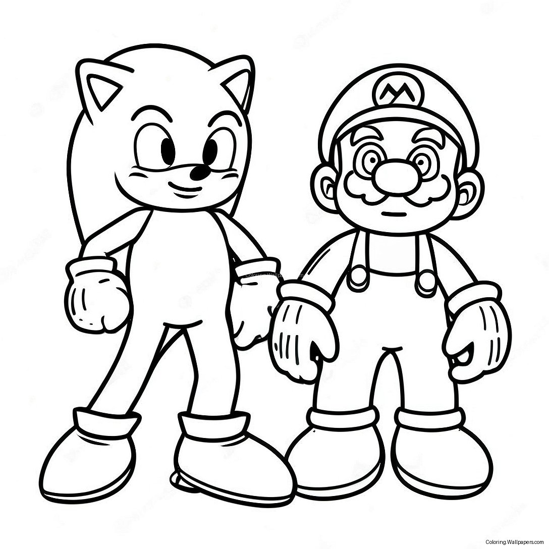 Sonic En Mario Kleurplaat 4234