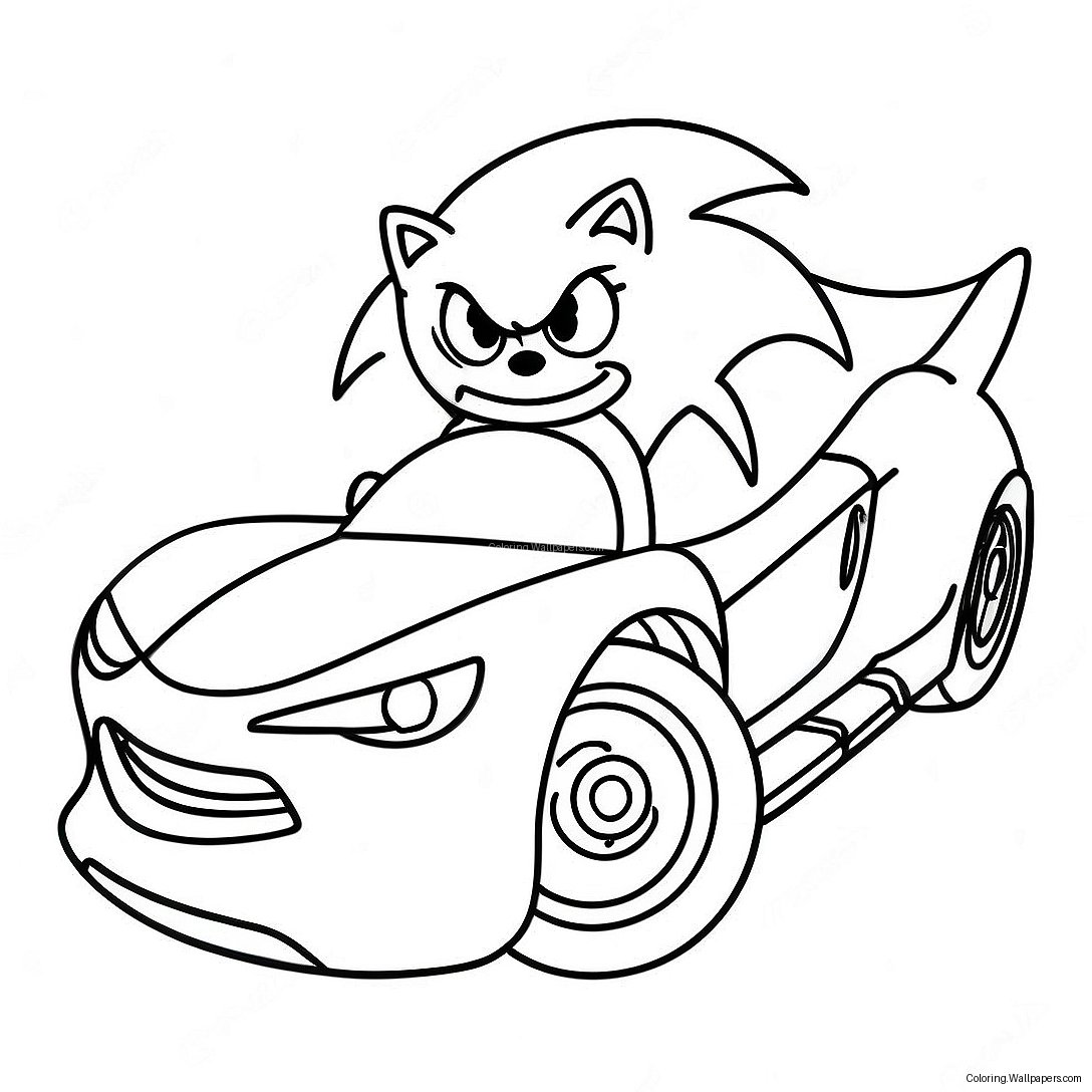 Página Para Colorear De Coche De Carreras De Sonic 27874