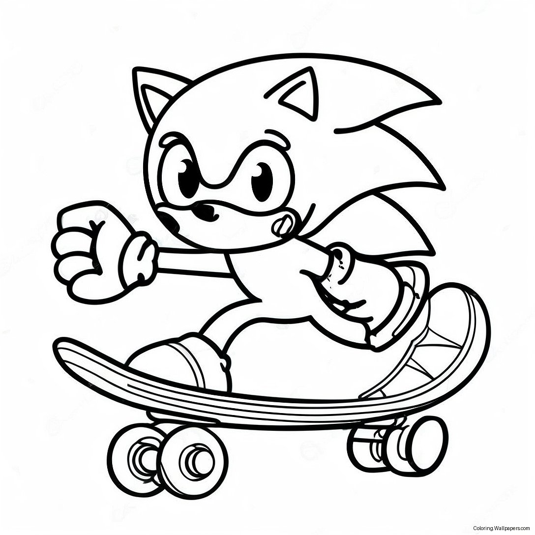 Sonic Skateboard Coloring Page 46621