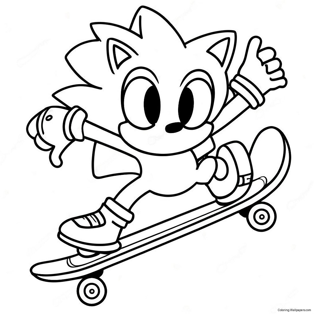 Sonic Skateboard Coloring Page 46622