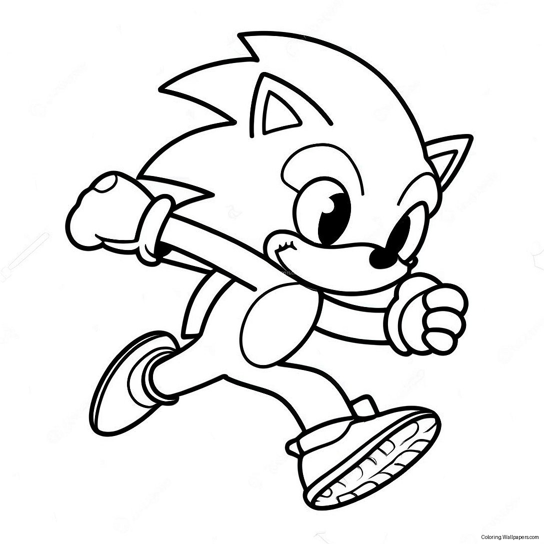 Página Para Colorear De Sonic The Hedgehog Corriendo Rápido 12186