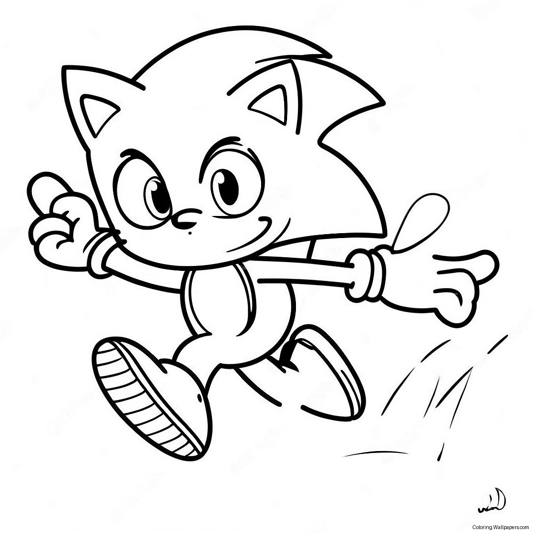 Página Para Colorear De Sonic El Erizo Corriendo Rápido 3156