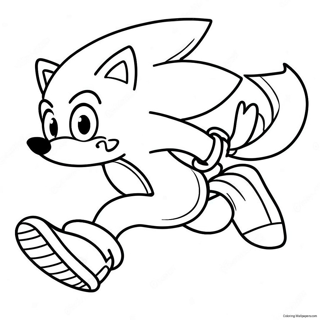 Sonic The Hedgehog Running Fast Coloring Page 4238