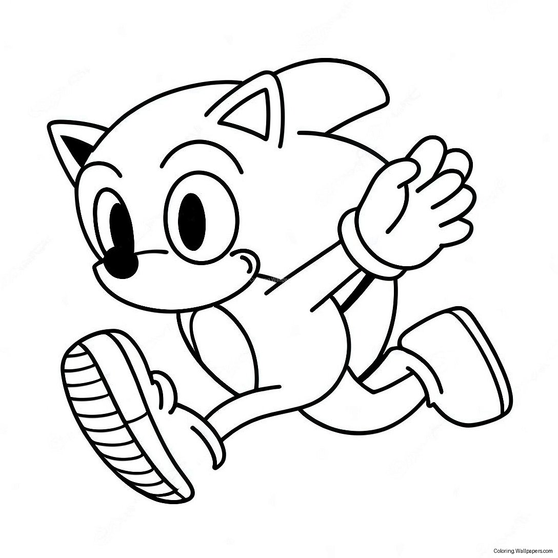 Sonic The Hedgehog Running Fast Coloring Page 7844