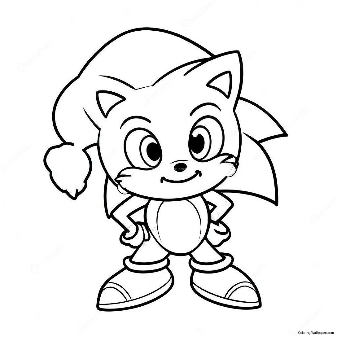 Sonic Ildere Med Julehatt Fargeleggingsark 12377