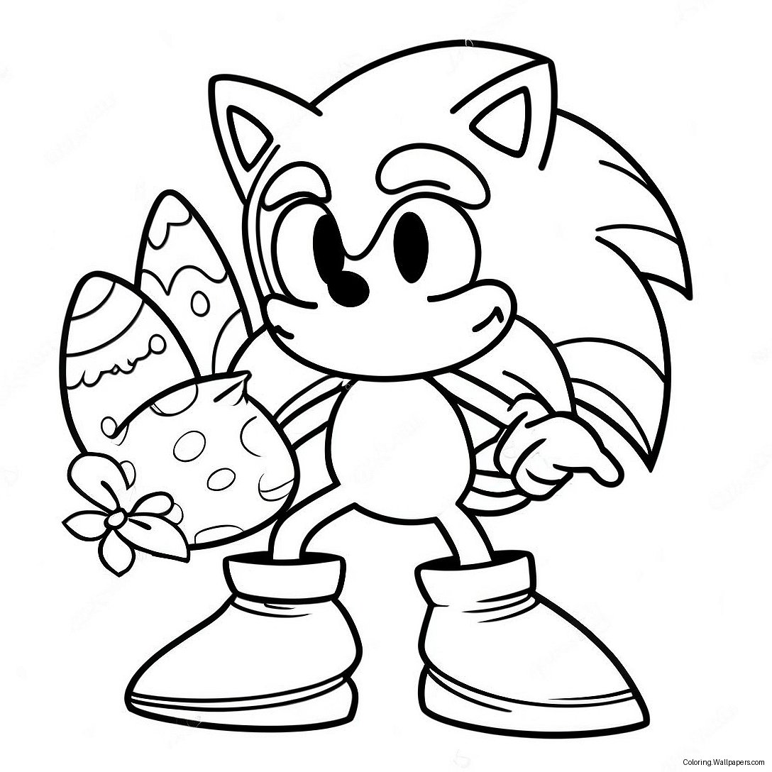 Sonic With Easter Eggs Coloring Page 42259