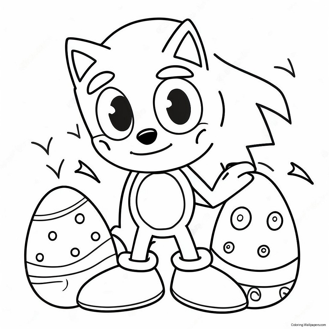 Sonic With Easter Eggs Coloring Page 42260