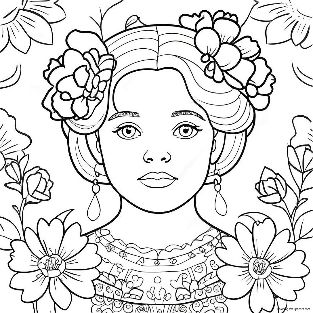 Sophia Ferguson With Colorful Flowers Coloring Page 47394