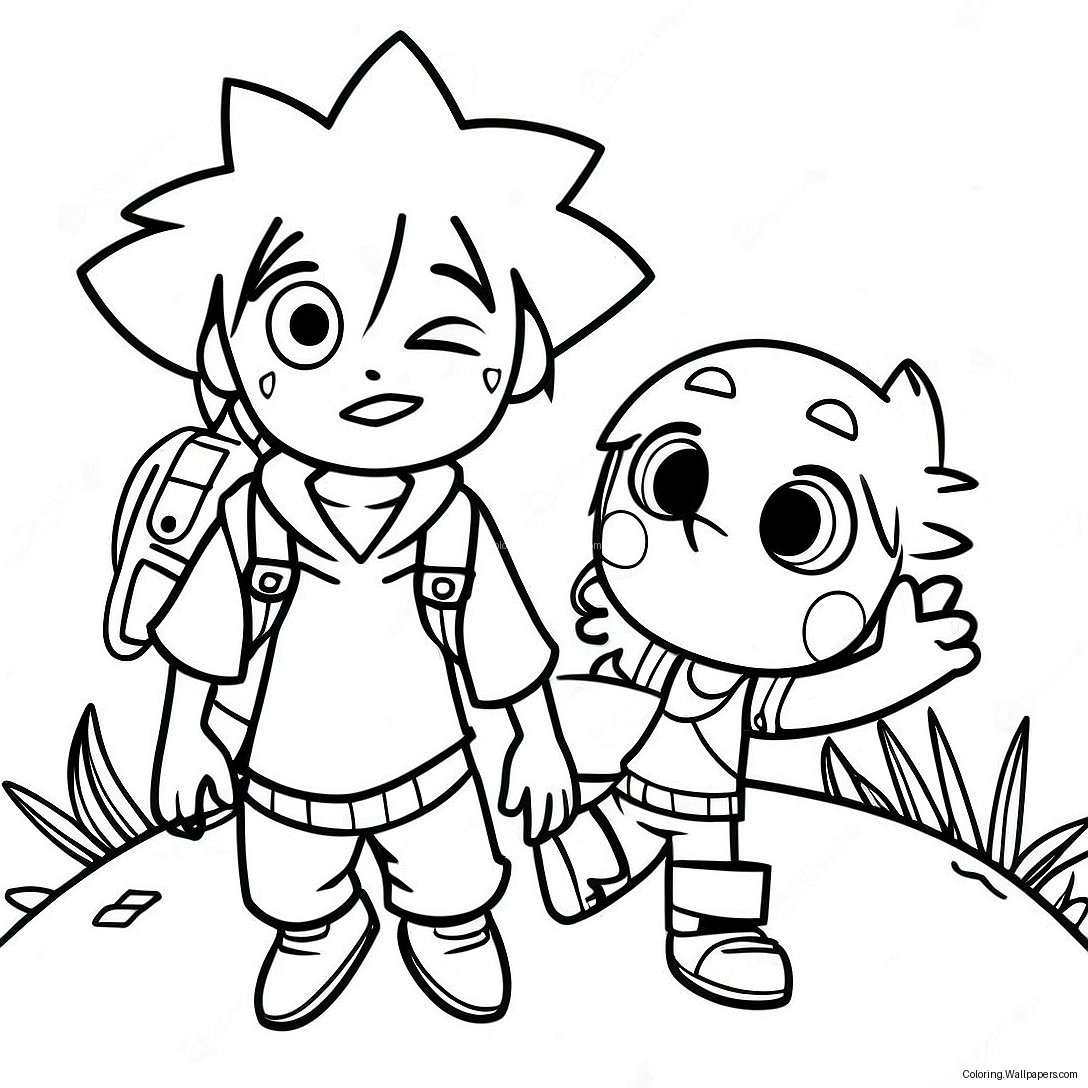 Sora And Riku Adventuring Coloring Page 12445