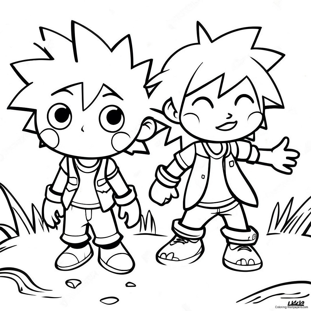 Sora And Riku Adventuring Coloring Page 12447